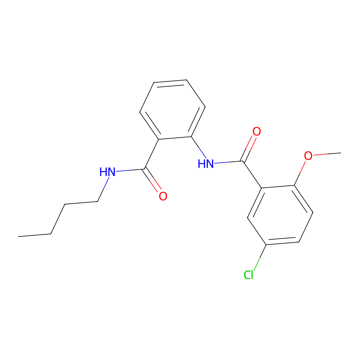 N-[2-(butylcarbamoyl)phenyl]-5-chloro-2-methoxybenzamide molecular structure, CAS 838905-22-9