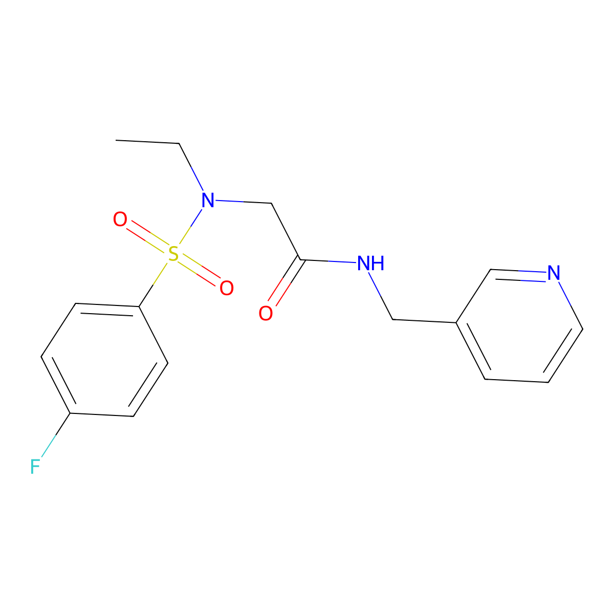 2-[ethyl-(4-fluorophenyl)sulfonylamino]-N-(pyridin-3-ylmethyl)acetamide molecular structure, CAS 838905-25-2