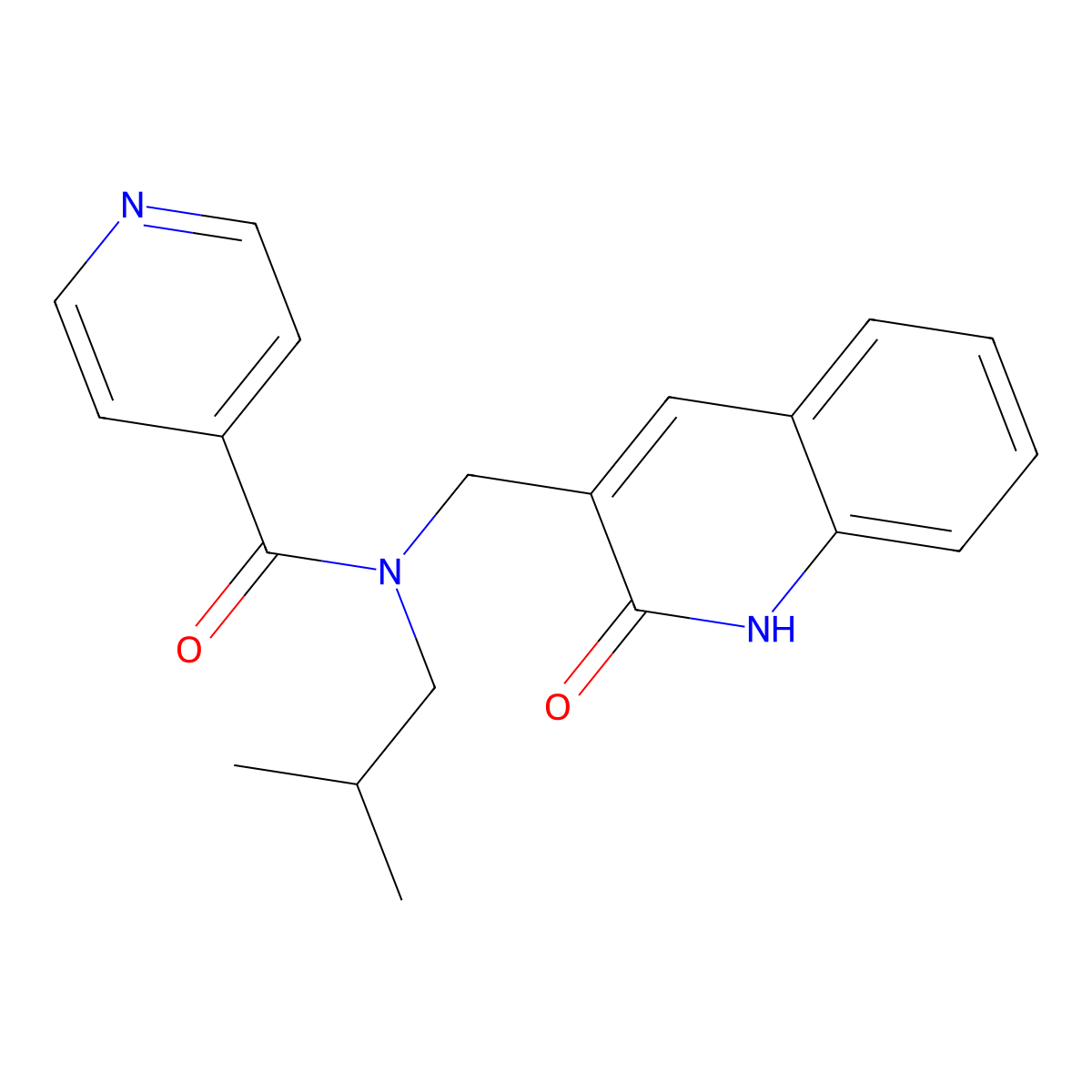 N-(2-methylpropyl)-N-[(2-oxo-1H-quinolin-3-yl)methyl]pyridine-4-carboxamide molecular structure, CAS 838905-36-5