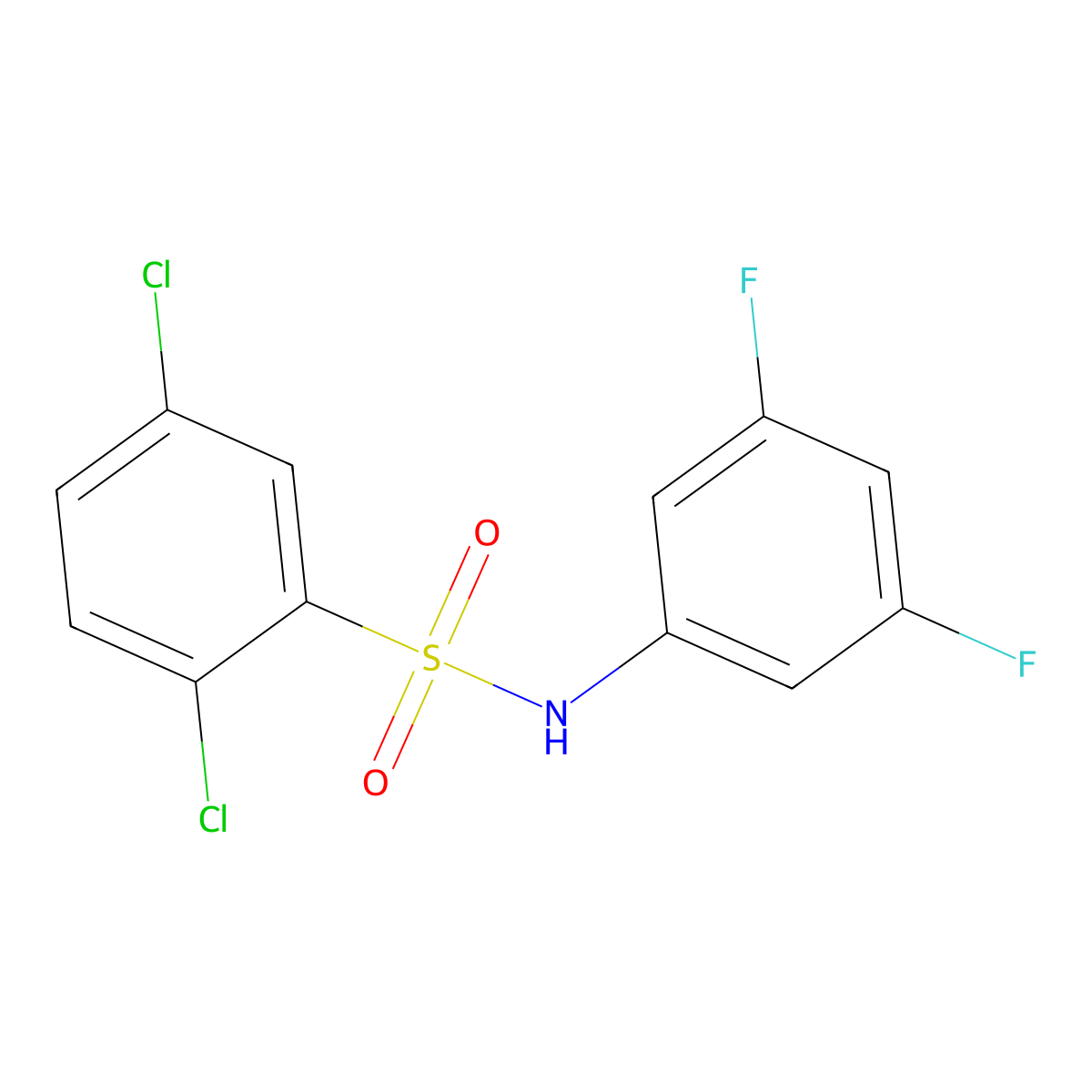 2,5-dichloro-N-(3,5-difluorophenyl)benzenesulfonamide molecular structure, CAS 838905-50-3