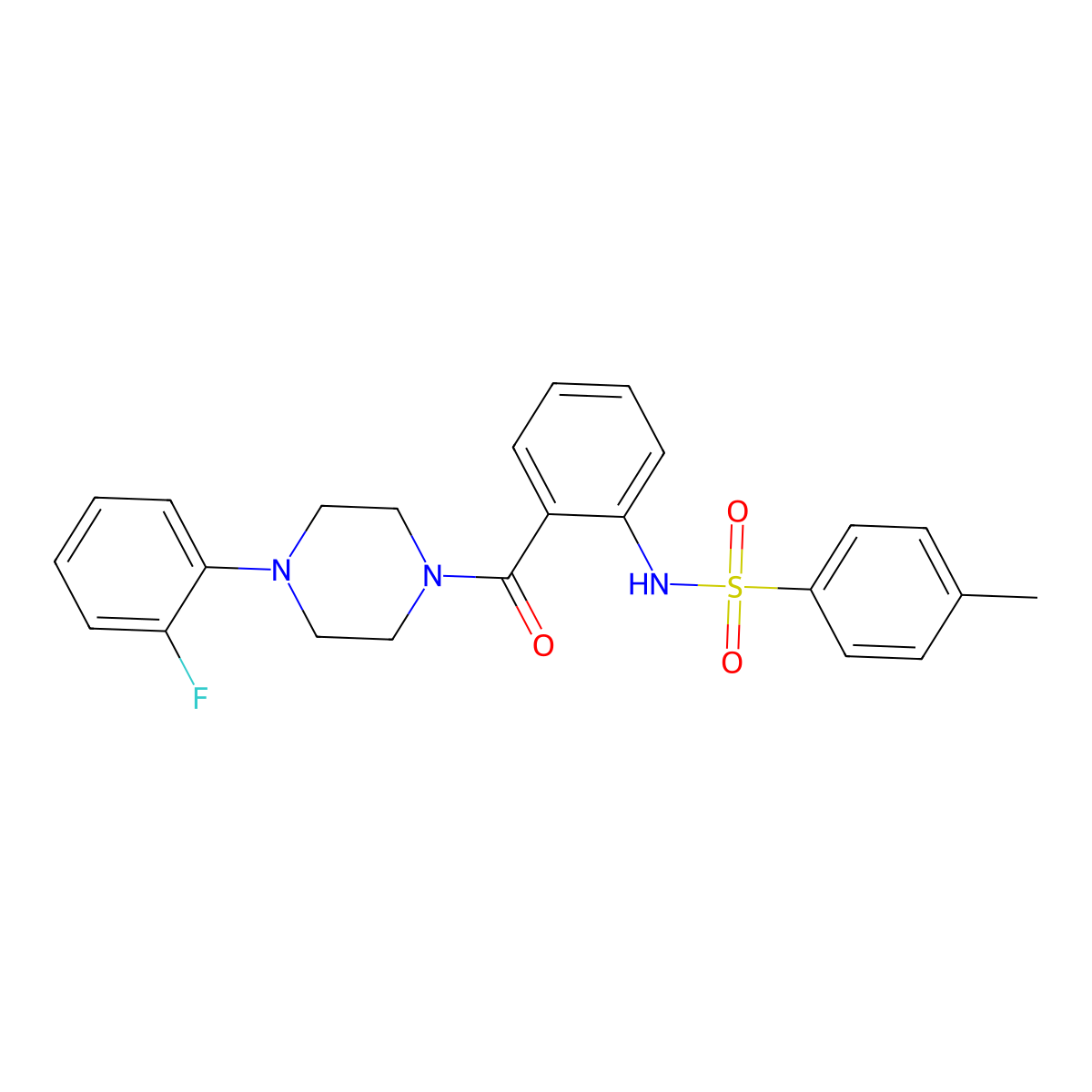 N-[2-[4-(2-fluorophenyl)piperazine-1-carbonyl]phenyl]-4-methylbenzenesulfonamide molecular structure, CAS 838905-66-1
