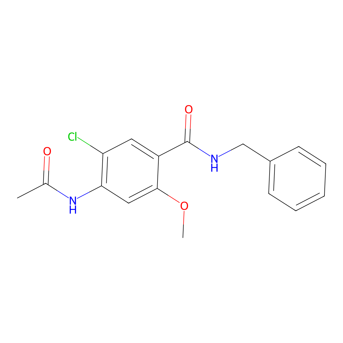 4-acetamido-N-benzyl-5-chloro-2-methoxybenzamide molecular structure, CAS 838906-02-8