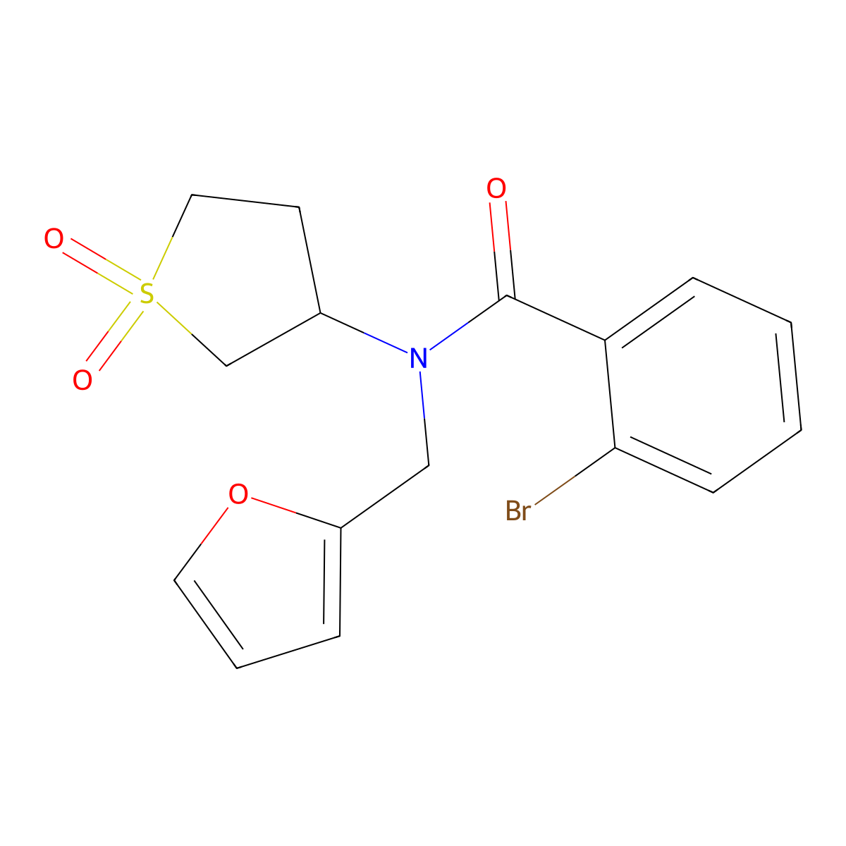 2-bromo-N-(1,1-dioxidotetrahydrothiophen-3-yl)-N-(furan-2-ylmethyl)benzamide molecular structure, CAS 838906-03-9