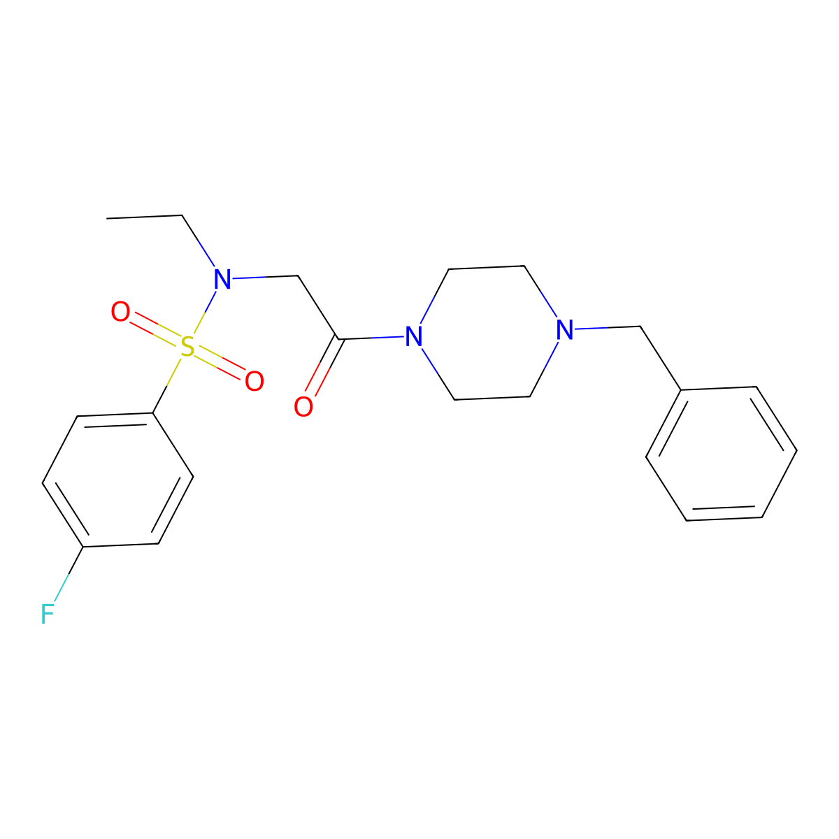 N-[2-(4-benzylpiperazin-1-yl)-2-oxoethyl]-N-ethyl-4-fluorobenzenesulfonamide molecular structure, CAS 838906-12-0