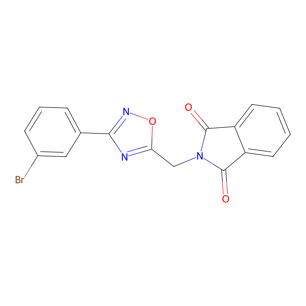 2-[[3-(3-Bromophenyl)-1,2,4-oxadiazol-5-yl]methyl]isoindole-1,3-dione molecular structure, CAS 838906-23-3