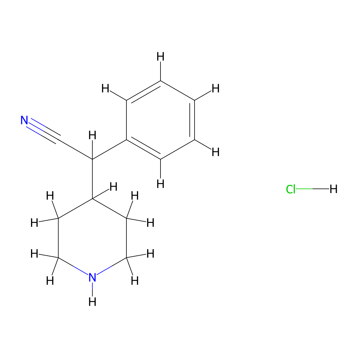 2-Phenyl-2-(piperidin-4-YL)acetonitrile hydrochloride molecular structure, CAS 83898-13-9