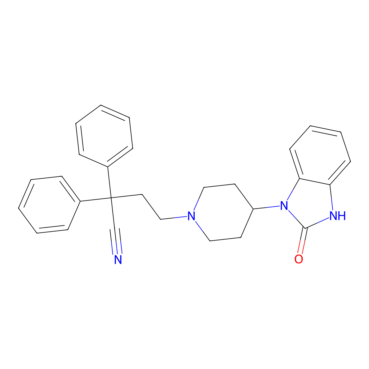 4-(2,3-Dihydro-2-oxo-1H-benzimidazol-1-yl)-alpha,alpha-diphenylpiperidine-1-butyronitrile molecular structure, CAS 83898-28-6