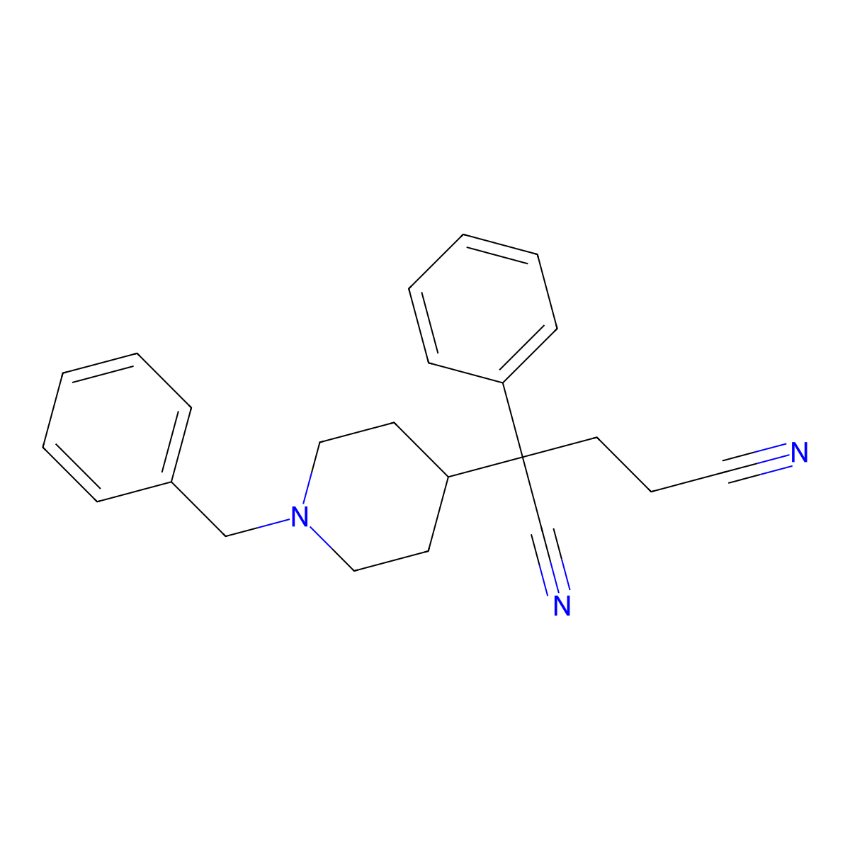 2-(1-Benzylpiperidin-4-yl)-2-phenylpentanedinitrile molecular structure, CAS 83898-32-2