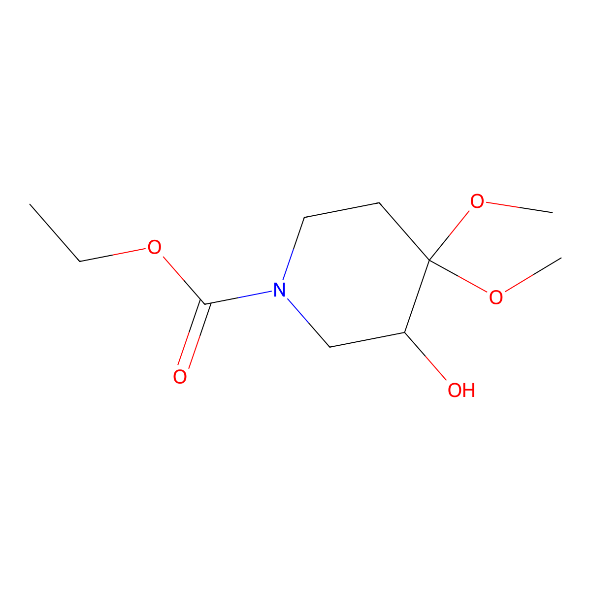 Ethyl 3-hydroxy-4,4-dimethoxypiperidine-1-carboxylate molecular structure, CAS 83898-43-5