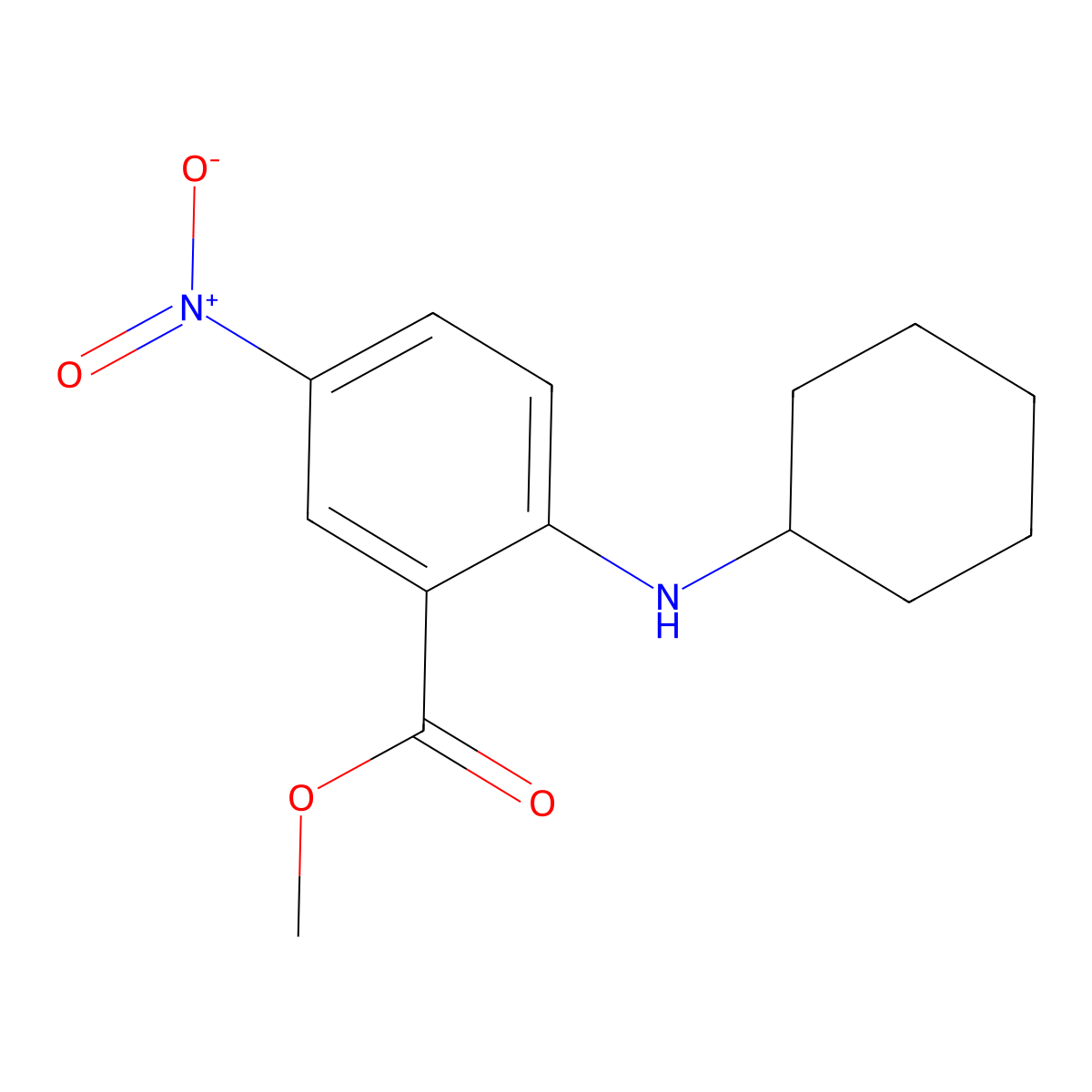 Methyl 2-(cyclohexylamino)-5-nitrobenzoate molecular structure, CAS 83909-56-2