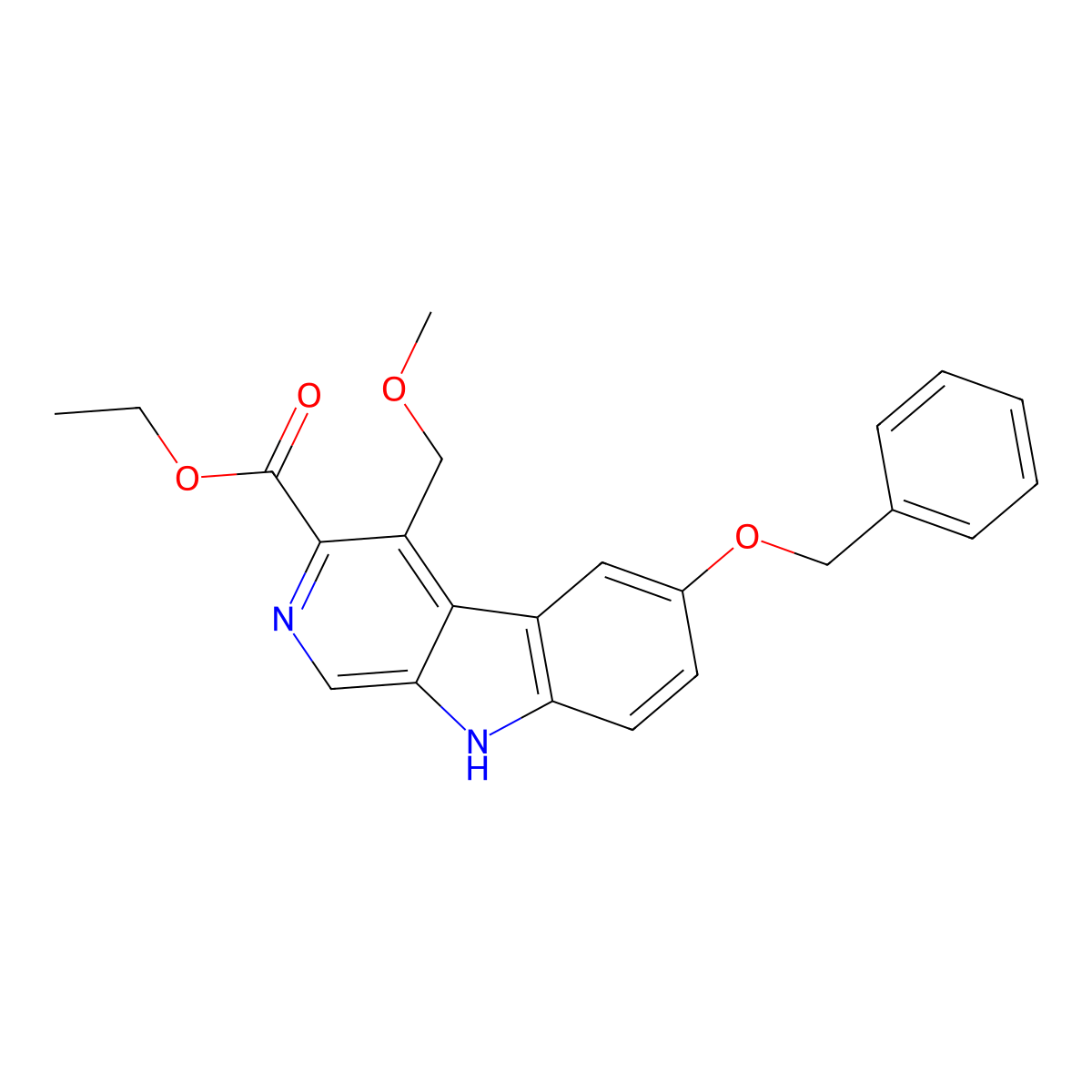 Ethyl 4-(methoxymethyl)-6-(phenylmethoxy)-9H-pyrido(3,4-b)indole-3-carboxylate molecular structure, CAS 83910-44-5