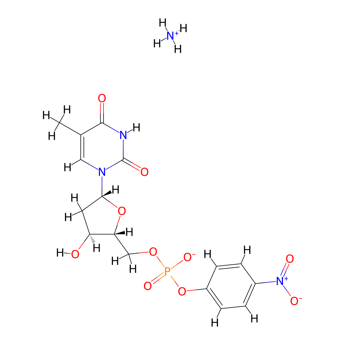 5'-thymidylic acid, mono(4-nitrophenyl) ester, monoammonium salt molecular structure, CAS 83918-61-0