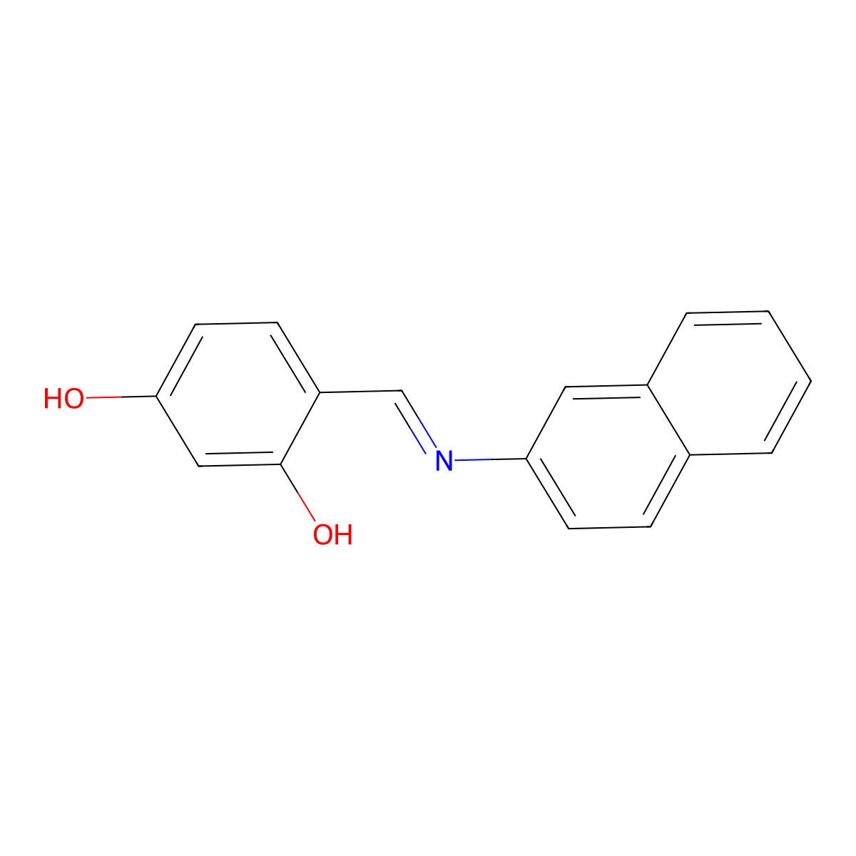 4-((Naphthalen-2-ylimino)methyl)benzene-1,3-diol molecular structure, CAS 83919-59-9