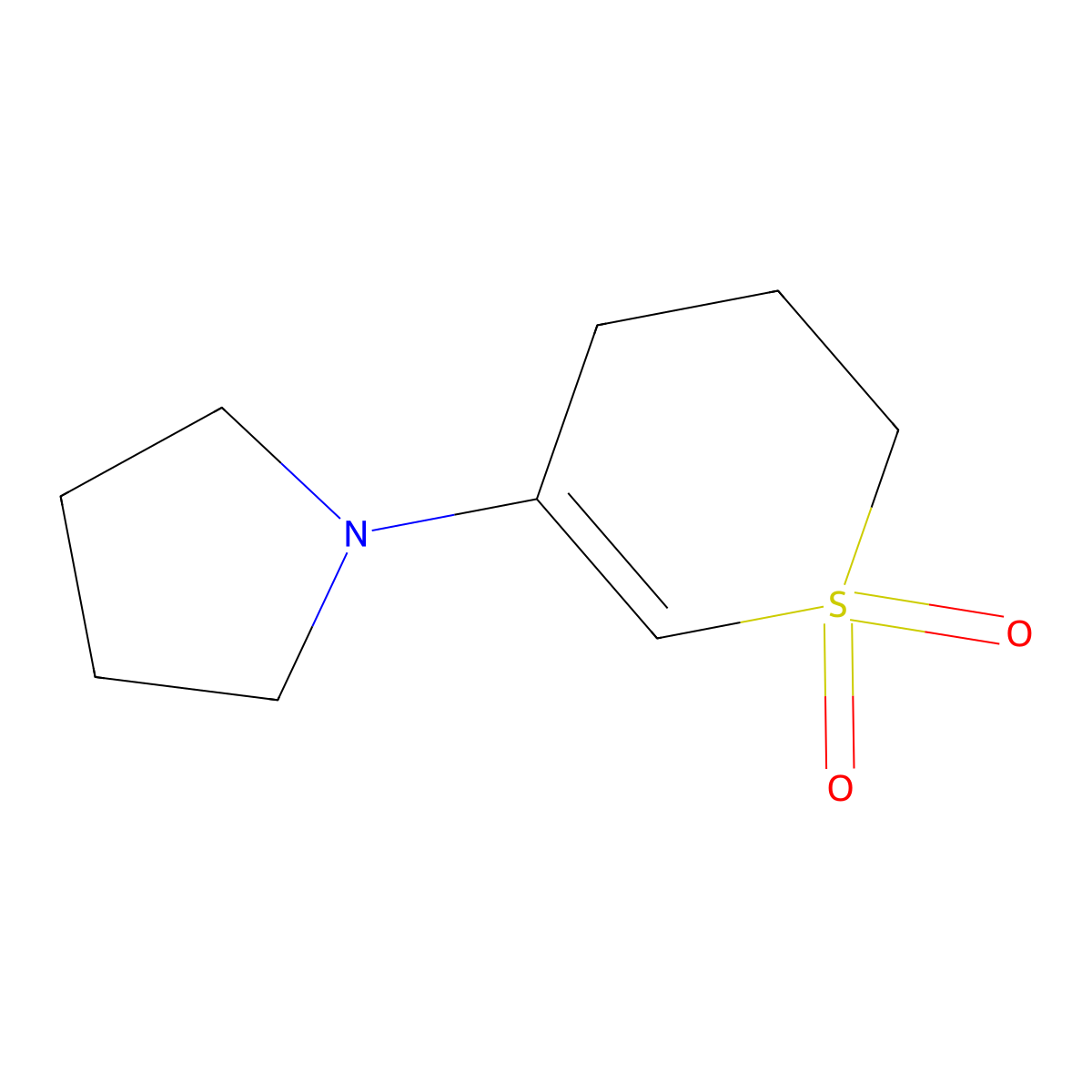 Pyrrolidine, 1-(3,4-dihydro-1,1-dioxido-2H-thiopyran-5-yl)- molecular structure, CAS 83925-72-8