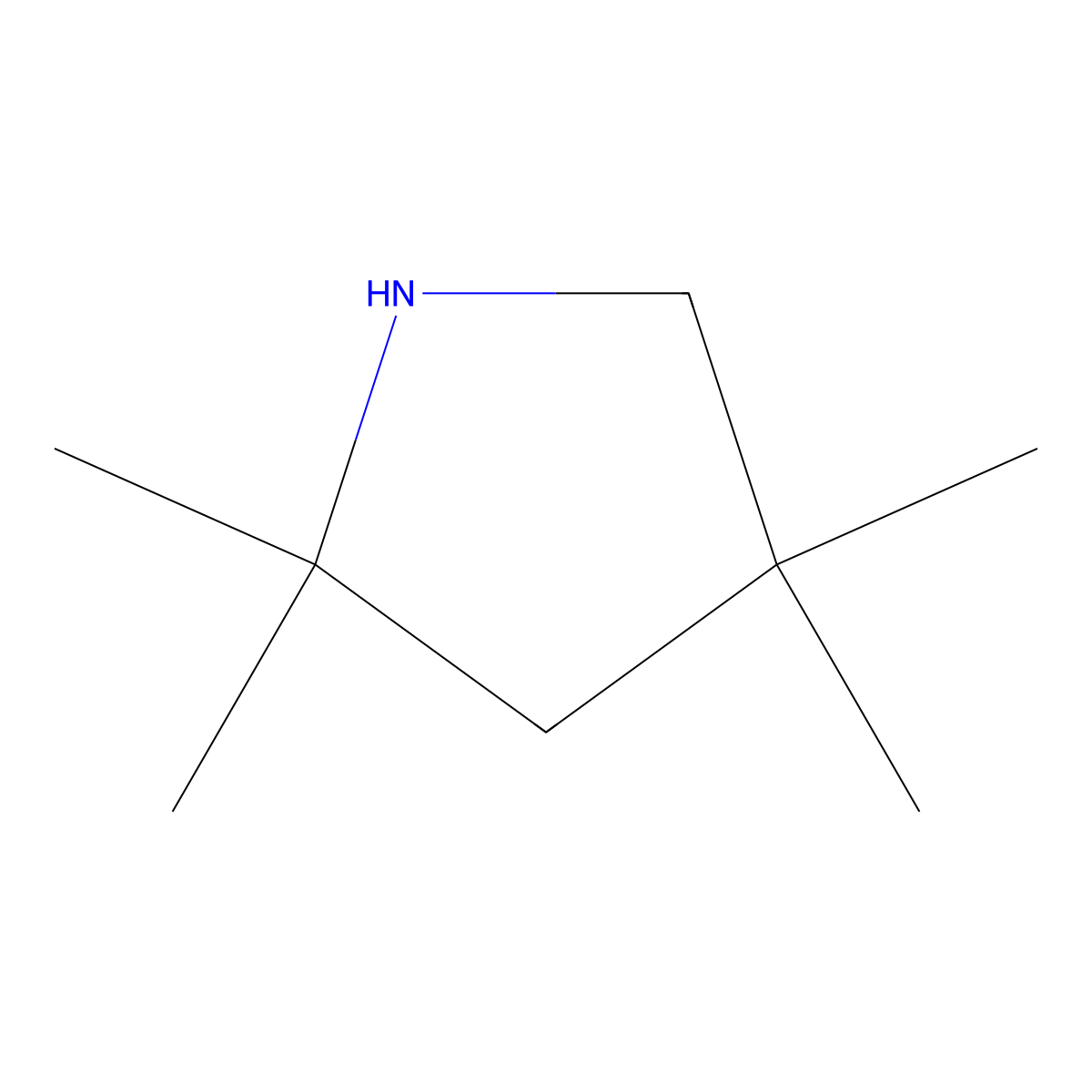 2,2,4,4-Tetramethylpyrrolidine molecular structure, CAS 83933-70-4