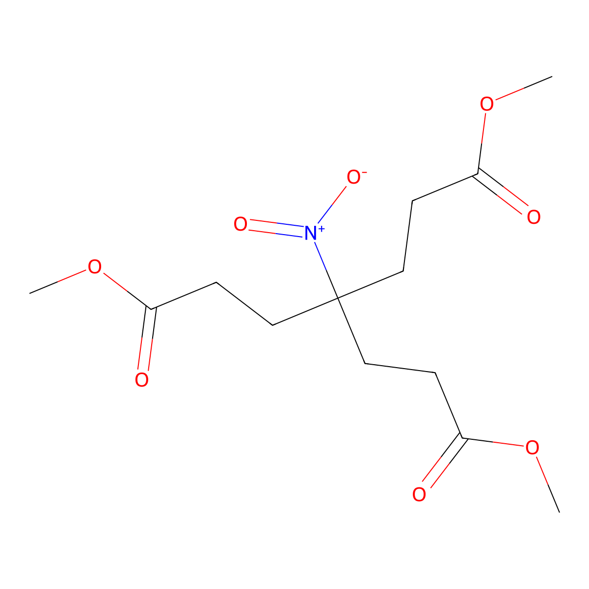 Dimethyl 4-(3-methoxy-3-oxopropyl)-4-nitroheptanedioate molecular structure, CAS 83935-54-0