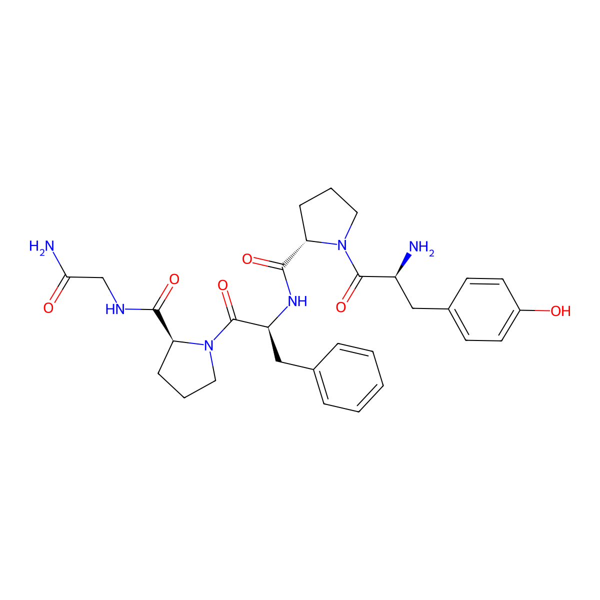 L-Tyrosyl-L-prolyl-L-phenylalanyl-L-prolylglycinamide molecular structure, CAS 83936-21-4