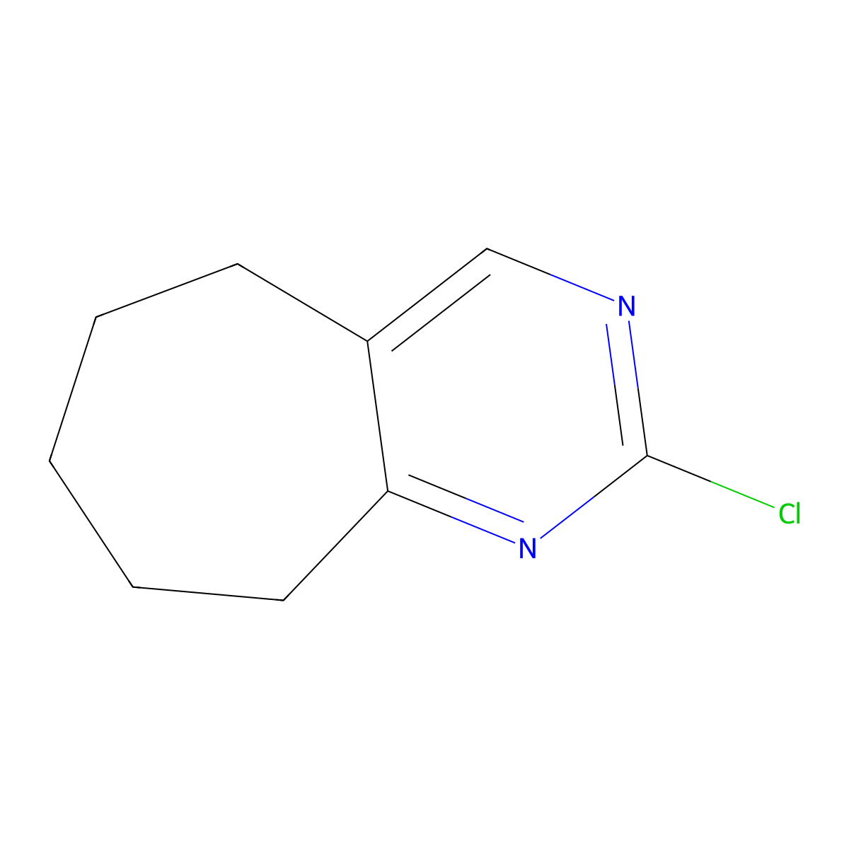 2-Chloro-6,7,8,9-tetrahydro-5H-cyclohepta[d]pyrimidine molecular structure, CAS 83939-62-2