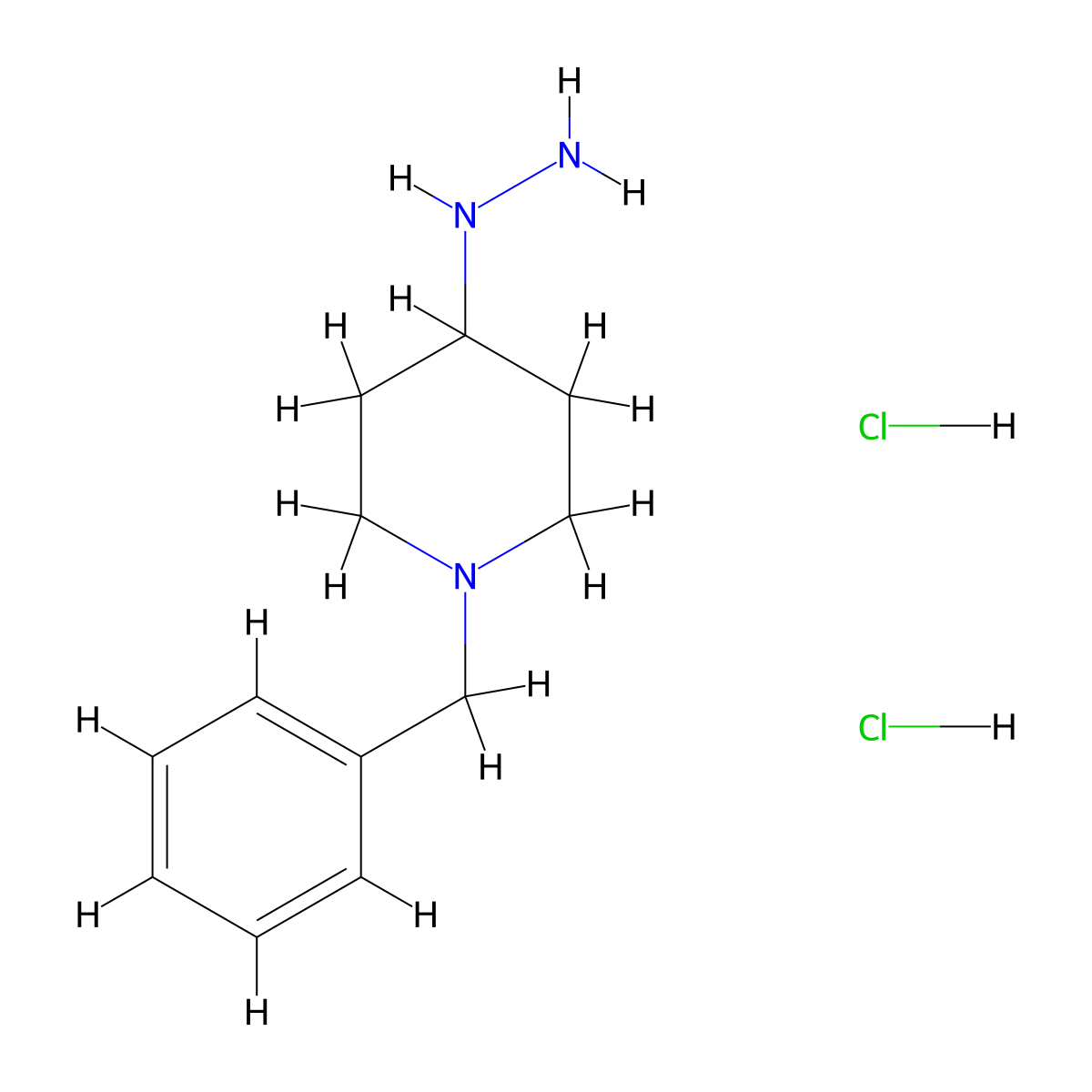 1-Benzyl-4-hydrazinylpiperidine dihydrochloride molecular structure, CAS 83949-42-2