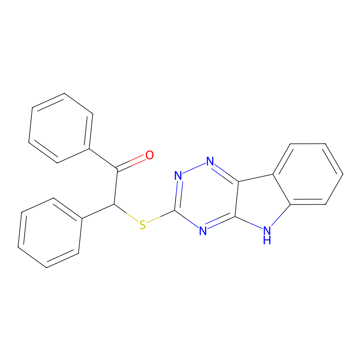 1,2-diphenyl-2-(5H-[1,2,4]triazino[5,6-b]indol-3-ylsulfanyl)ethanone molecular structure, CAS 83954-03-4