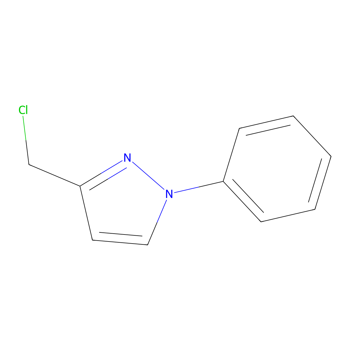 3-(chloromethyl)-1-phenyl-1H-pyrazole molecular structure, CAS 83959-39-1