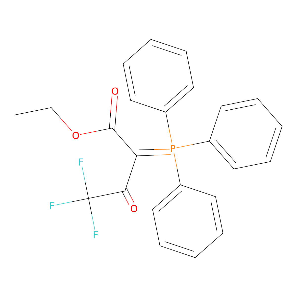Ethyl 4,4,4-trifluoro-2-(triphenylphosphoranylidene)acetoacetate molecular structure, CAS 83961-56-2