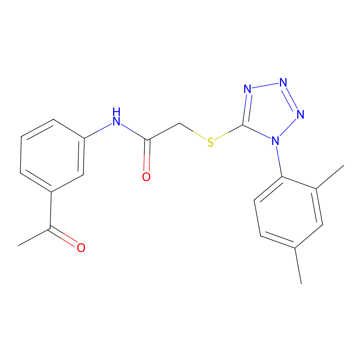 N-(3-acetylphenyl)-2-[1-(2,4-dimethylphenyl)tetrazol-5-yl]sulfanylacetamide molecular structure, CAS 839679-89-9