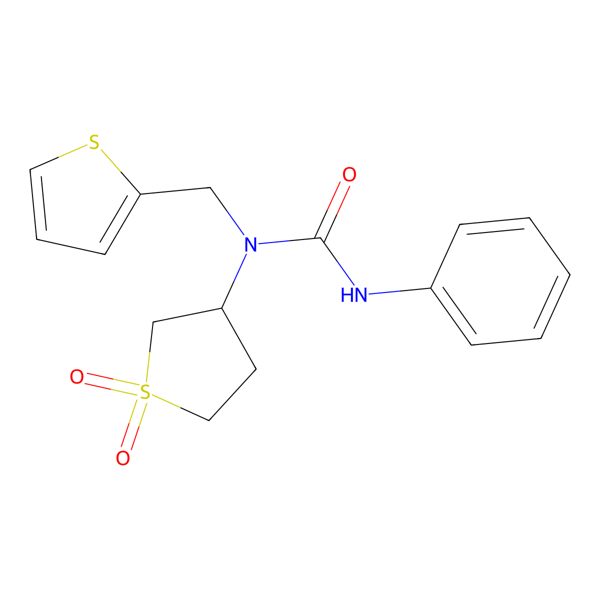 1-(1,1-Dioxidotetrahydrothiophen-3-yl)-3-phenyl-1-(thiophen-2-ylmethyl)urea molecular structure, CAS 839679-93-5