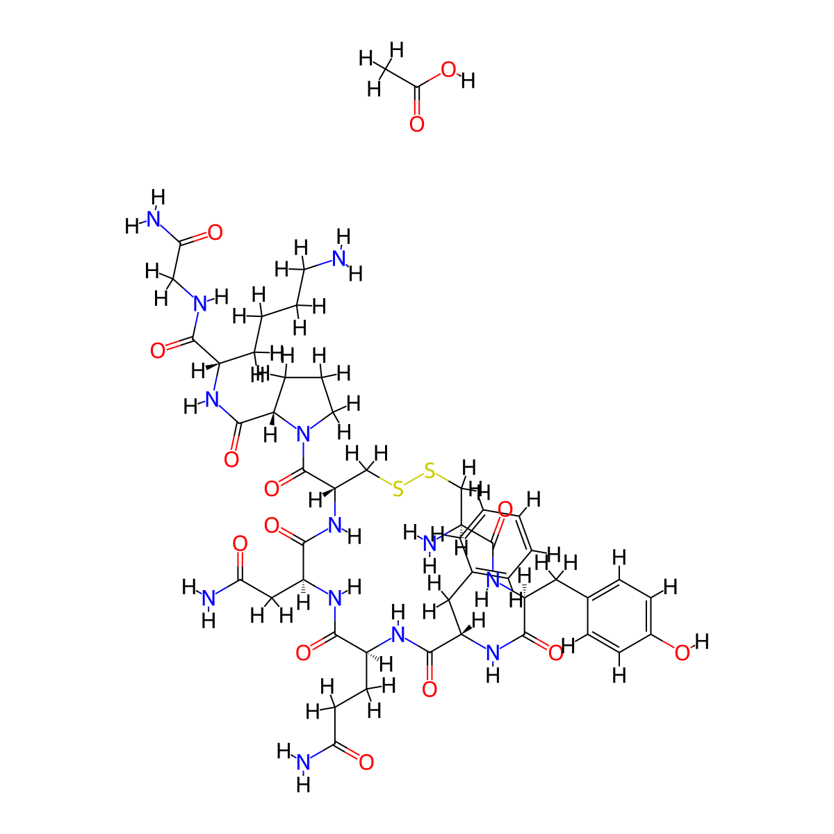 Lysipressin acetate molecular structure, CAS 83968-49-4