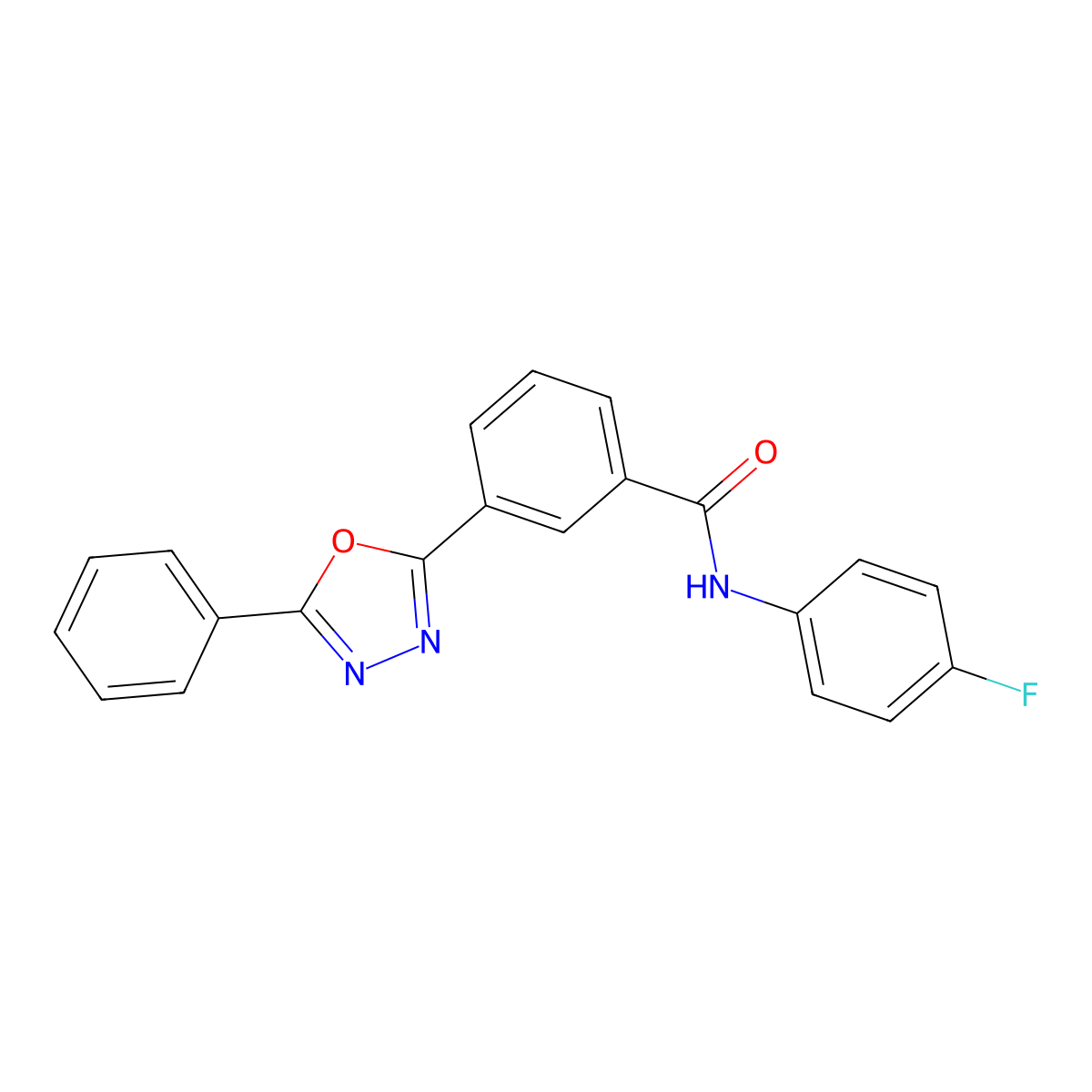 N-(4-fluorophenyl)-3-(5-phenyl-1,3,4-oxadiazol-2-yl)benzamide molecular structure, CAS 839680-12-5