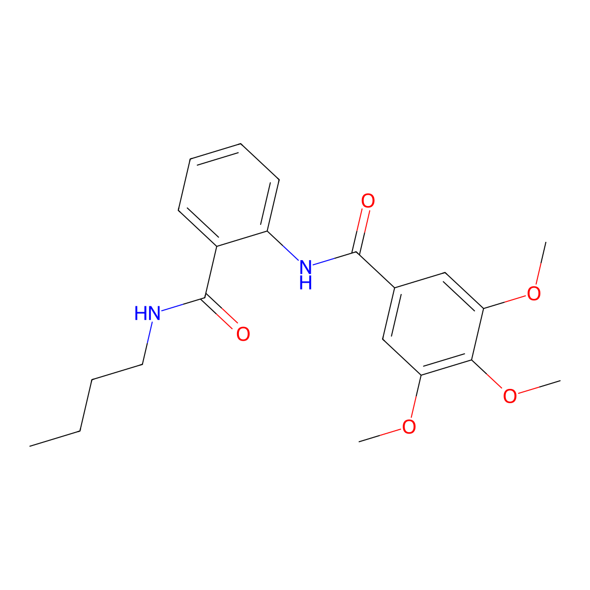 N-[2-(butylcarbamoyl)phenyl]-3,4,5-trimethoxybenzamide molecular structure, CAS 839680-27-2