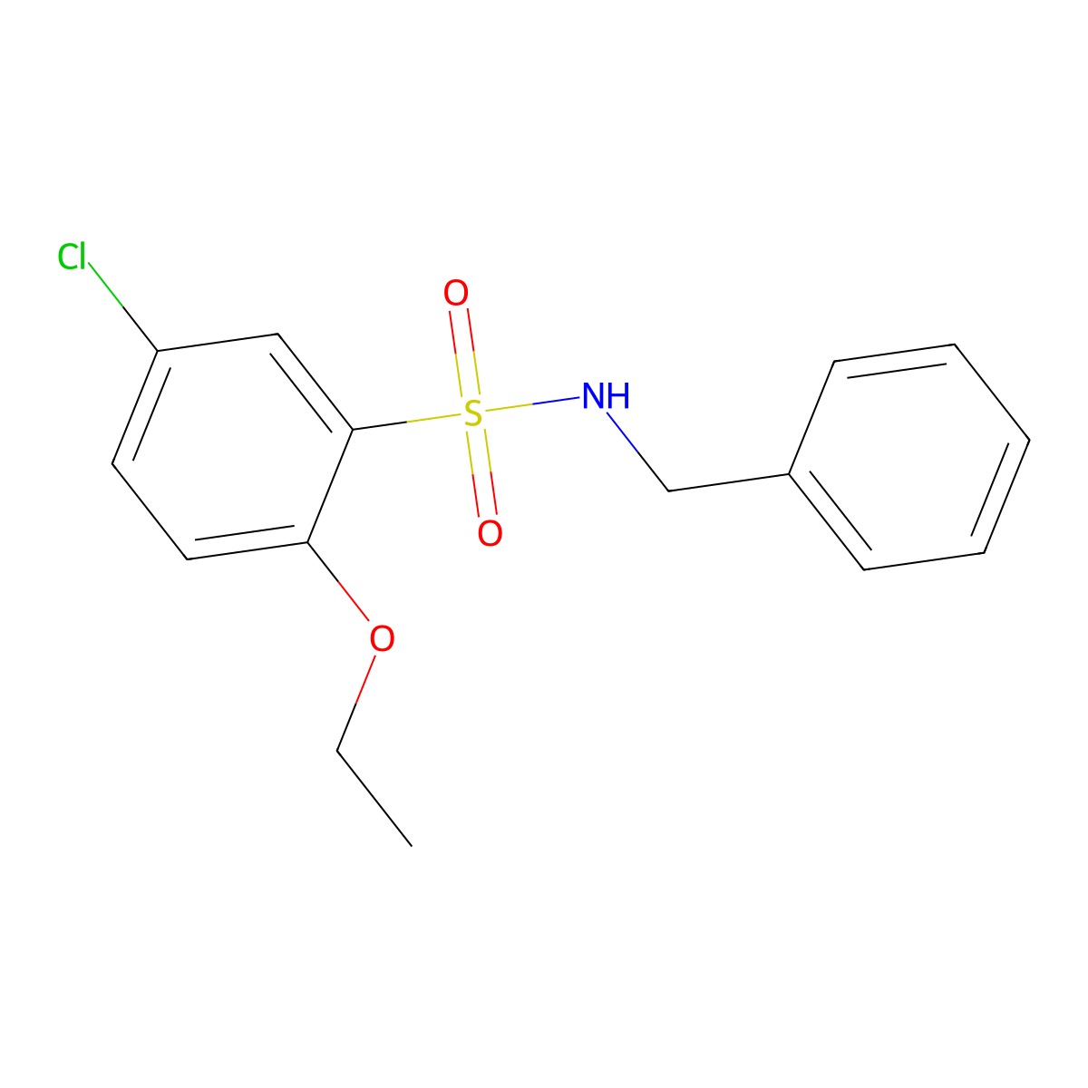 N-benzyl-5-chloro-2-ethoxybenzenesulfonamide molecular structure, CAS 839680-30-7