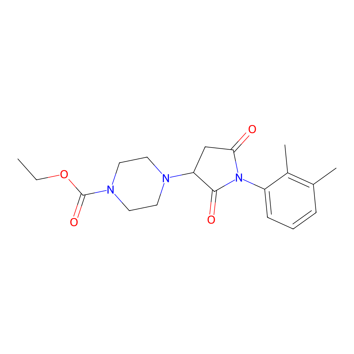 Ethyl 4-[1-(2,3-dimethylphenyl)-2,5-dioxopyrrolidin-3-yl]piperazine-1-carboxylate molecular structure, CAS 839680-57-8