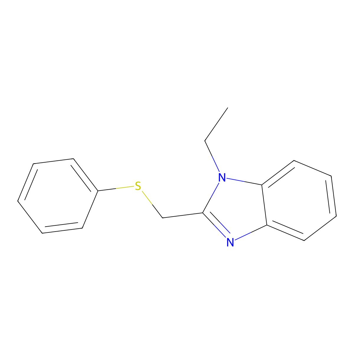 1-ethyl-2-[(phenylsulfanyl)methyl]-1H-1,3-benzodiazole molecular structure, CAS 839680-73-8