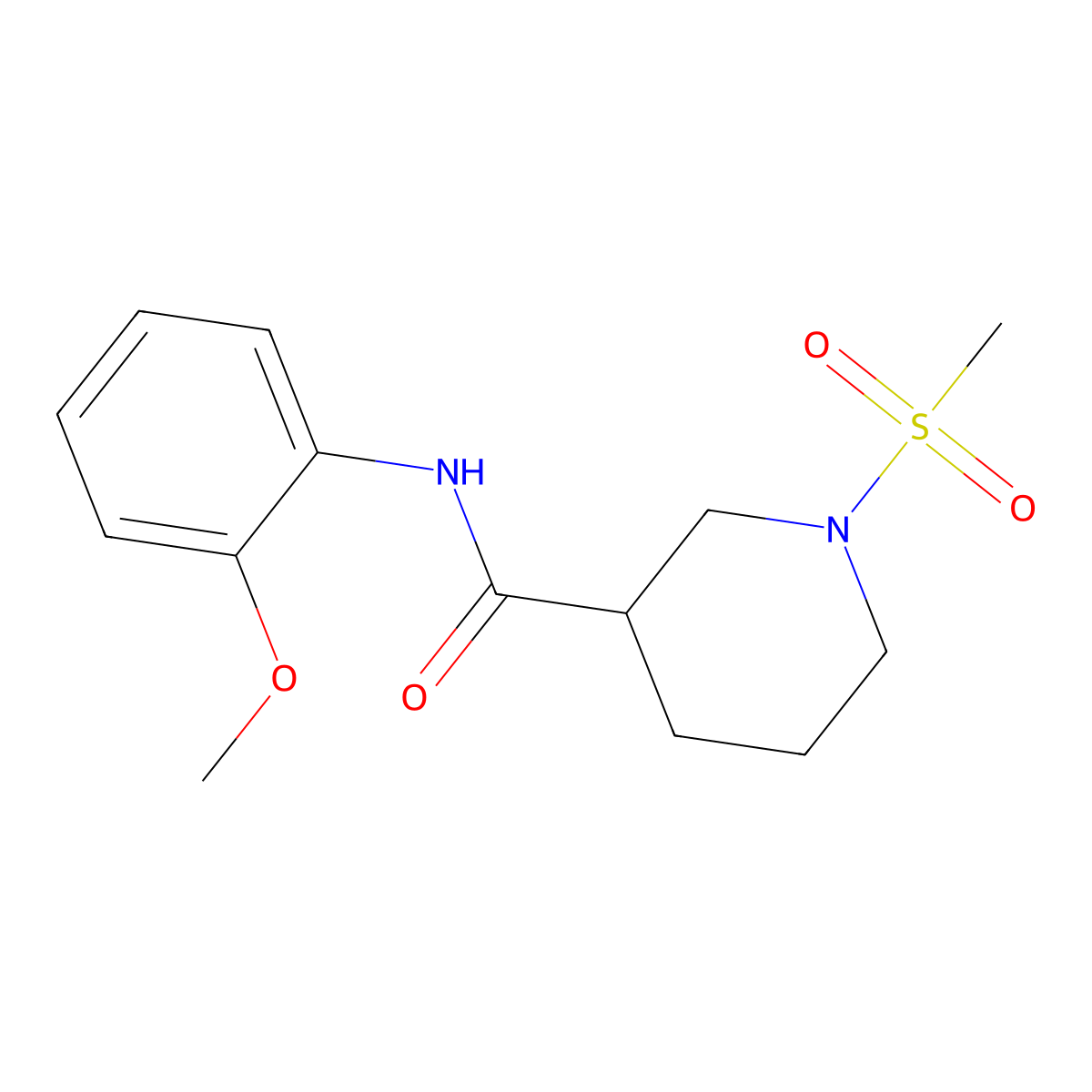 N-(2-methoxyphenyl)-1-(methylsulfonyl)piperidine-3-carboxamide molecular structure, CAS 839680-85-2
