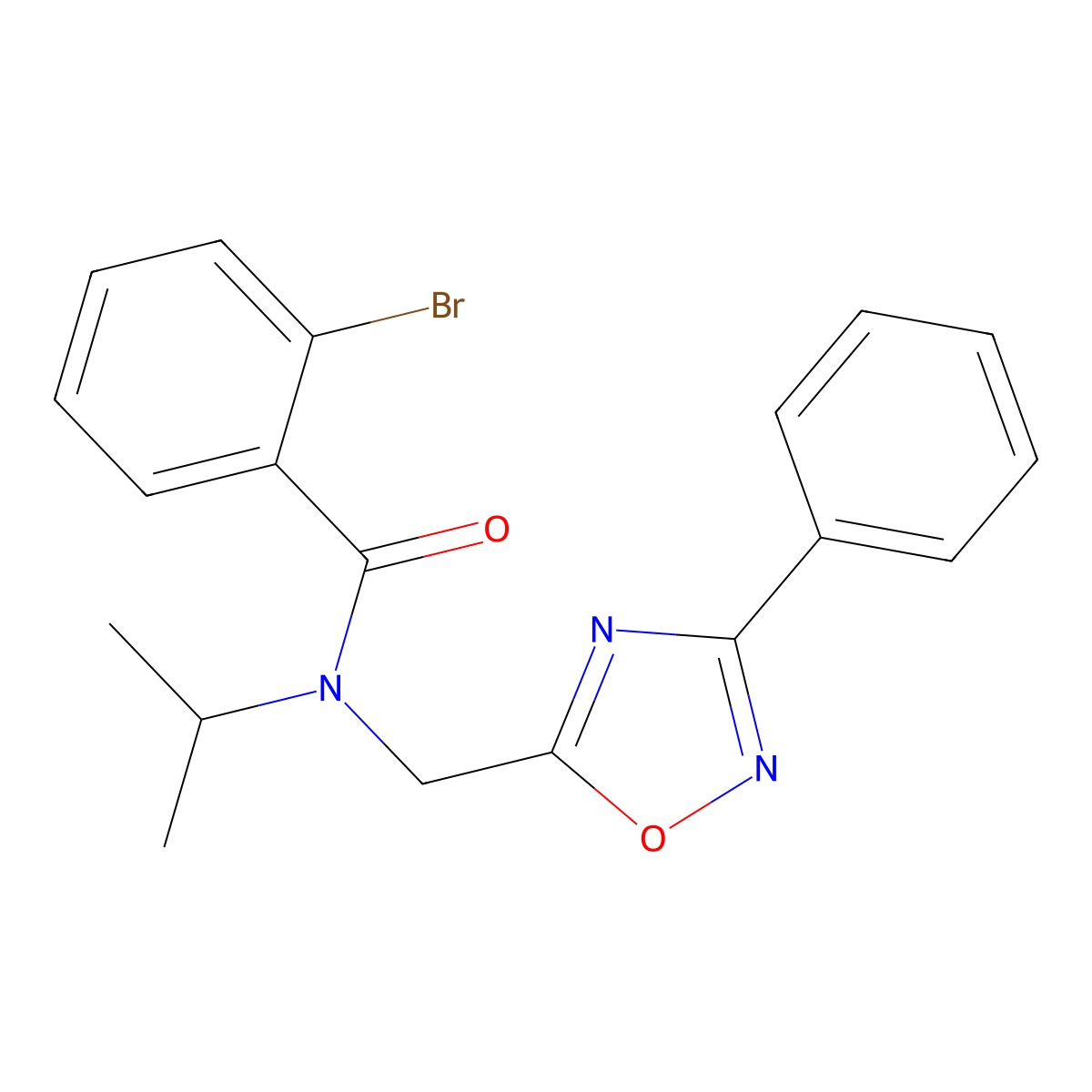 2-bromo-N-[(3-phenyl-1,2,4-oxadiazol-5-yl)methyl]-N-propan-2-ylbenzamide molecular structure, CAS 839680-97-6