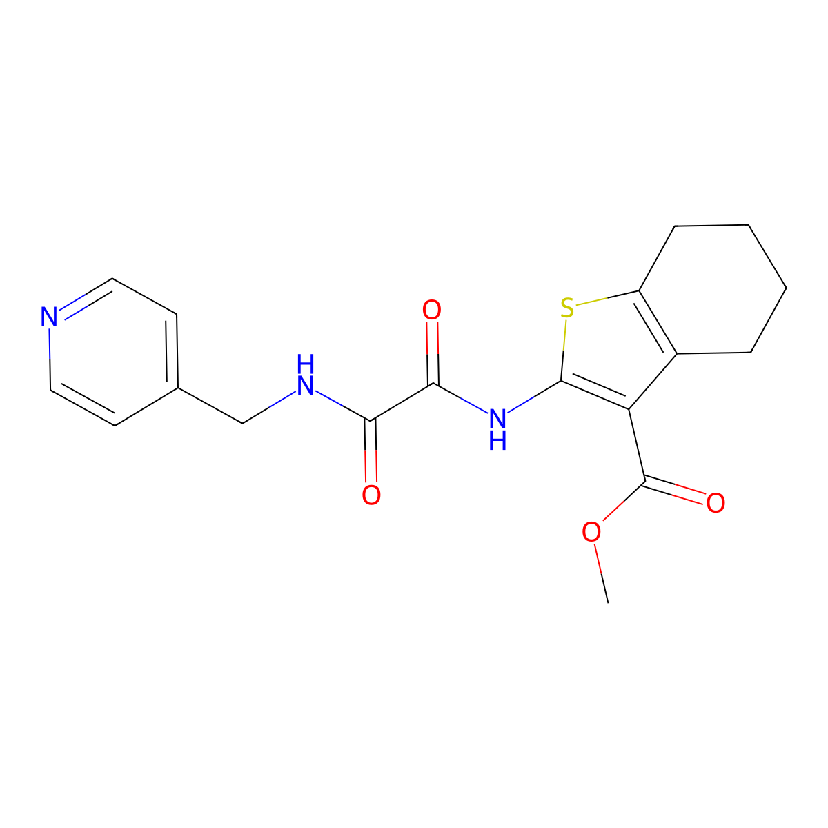 Methyl 2-[[2-oxo-2-(pyridin-4-ylmethylamino)acetyl]amino]-4,5,6,7-tetrahydro-1-benzothiophene-3-carboxylate molecular structure, CAS 839681-00-4