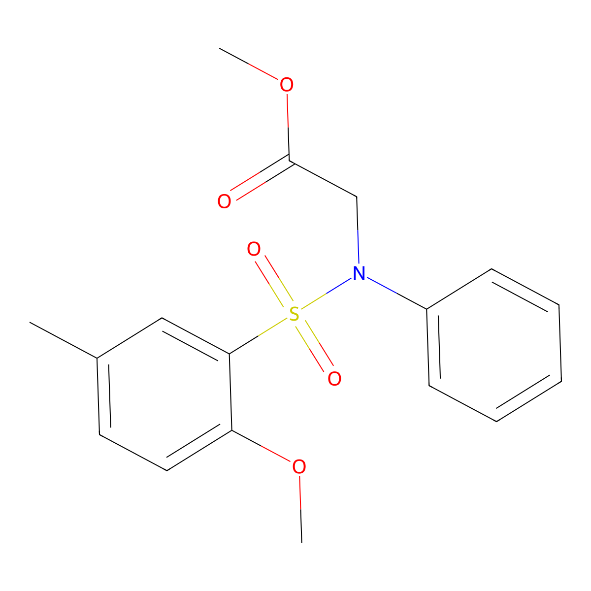methyl 2-(N-(2-methoxy-5-methylphenyl)sulfonylanilino)acetate molecular structure, CAS 839681-04-8