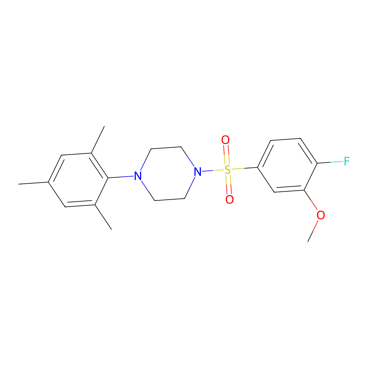 1-(4-Fluoro-3-methoxybenzenesulfonyl)-4-(2,4,6-trimethylphenyl)piperazine molecular structure, CAS 839681-05-9