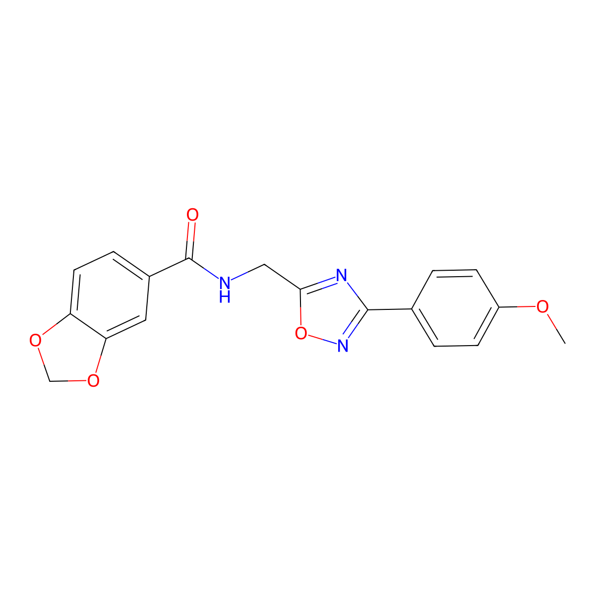 N-[[3-(4-methoxyphenyl)-1,2,4-oxadiazol-5-yl]methyl]-1,3-benzodioxole-5-carboxamide molecular structure, CAS 839681-16-2