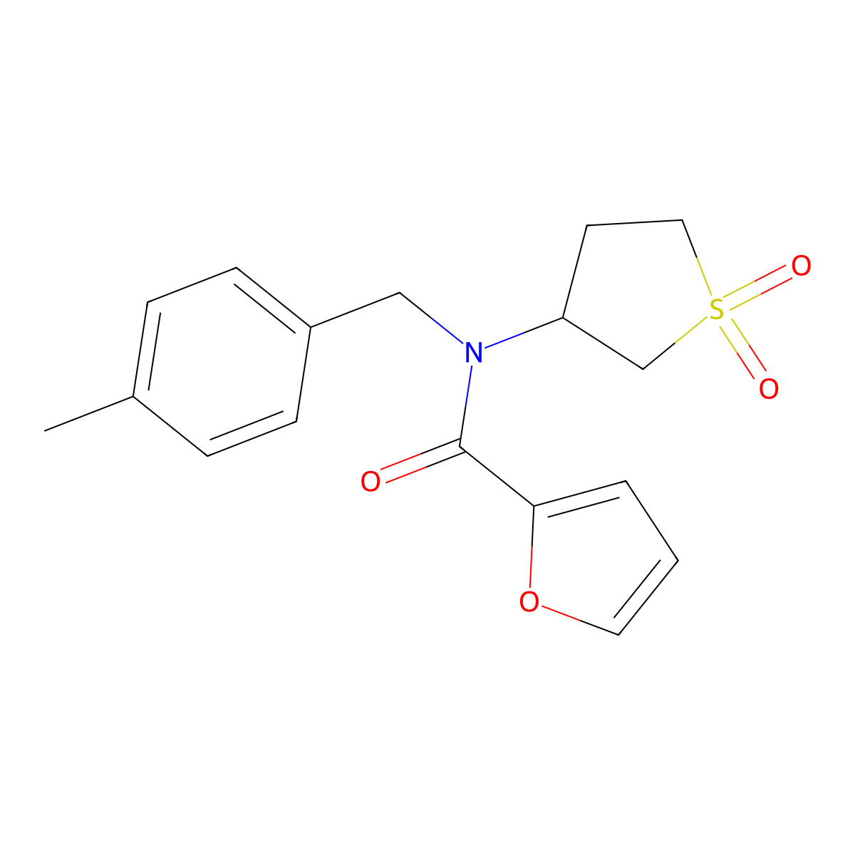 N-(1,1-dioxothiolan-3-yl)-N-[(4-methylphenyl)methyl]furan-2-carboxamide molecular structure, CAS 839681-31-1