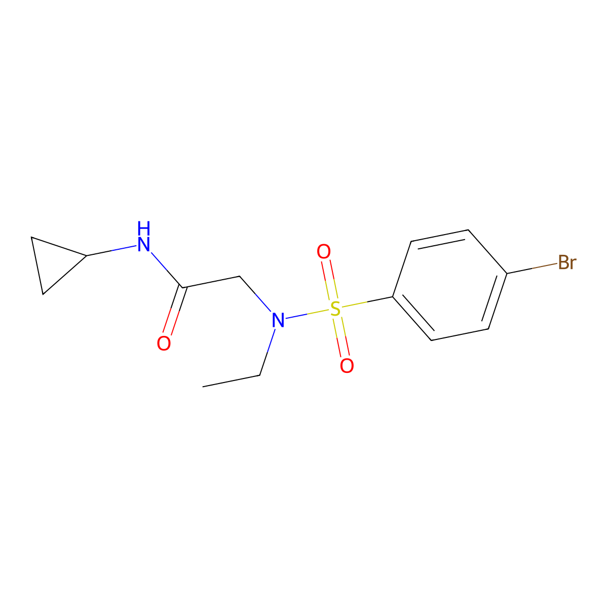 2-[(4-bromophenyl)sulfonyl-ethylamino]-N-cyclopropylacetamide molecular structure, CAS 839681-43-5