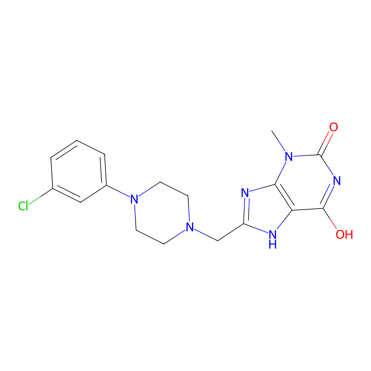 8-[[4-(3-chlorophenyl)piperazin-1-yl]methyl]-3-methyl-7H-purine-2,6-dione molecular structure, CAS 839681-59-3