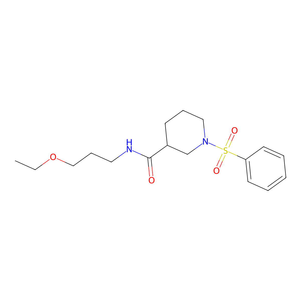 1-(benzenesulfonyl)-N-(3-ethoxypropyl)piperidine-3-carboxamide molecular structure, CAS 839681-75-3