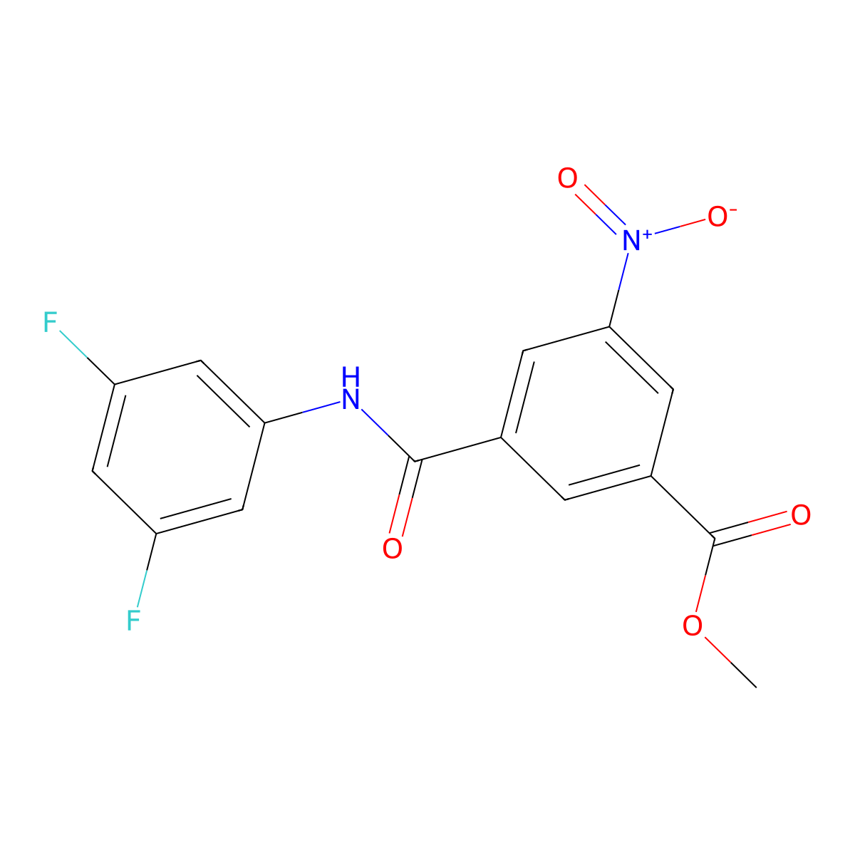 Methyl 3-[(3,5-difluorophenyl)carbamoyl]-5-nitrobenzoate molecular structure, CAS 839681-80-0