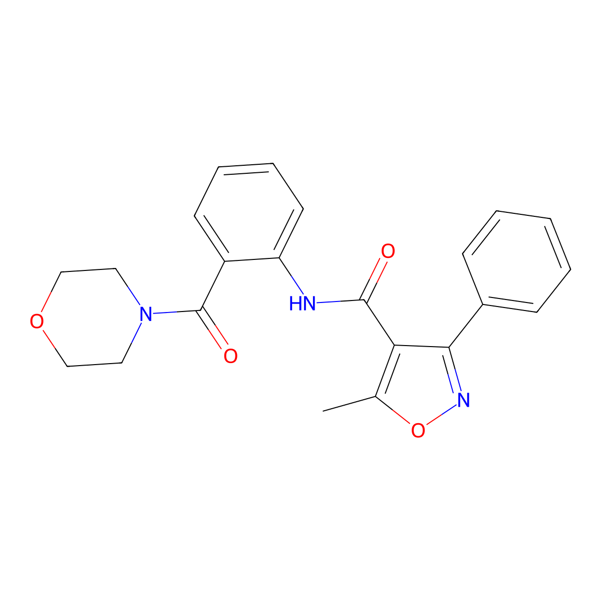 5-methyl-N-[2-(morpholine-4-carbonyl)phenyl]-3-phenyl-1,2-oxazole-4-carboxamide molecular structure, CAS 839681-82-2