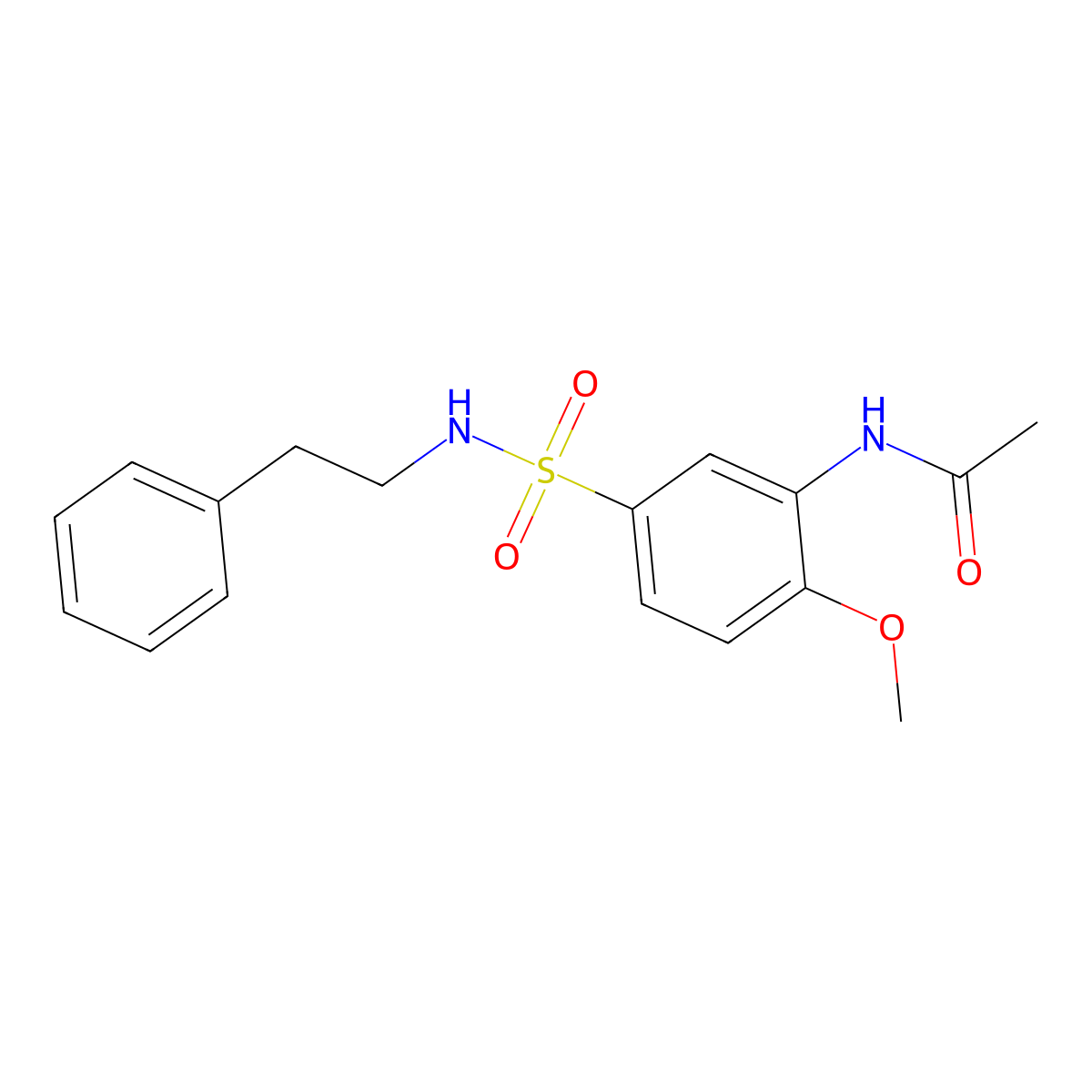 N-{2-methoxy-5-[(2-phenylethyl)sulfamoyl]phenyl}acetamide molecular structure, CAS 839682-00-7
