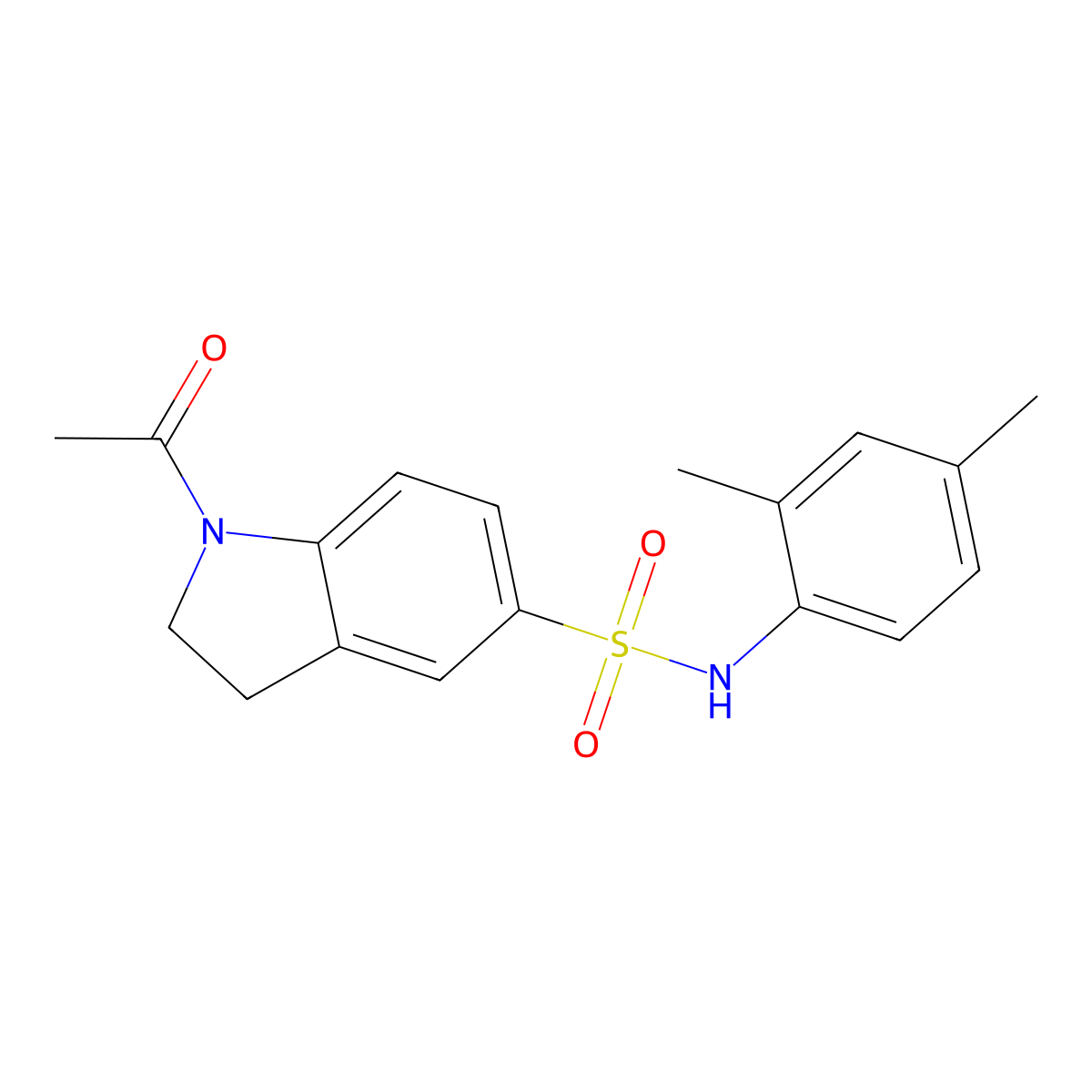 1-acetyl-N-(2,4-dimethylphenyl)-2,3-dihydroindole-5-sulfonamide molecular structure, CAS 839682-22-3