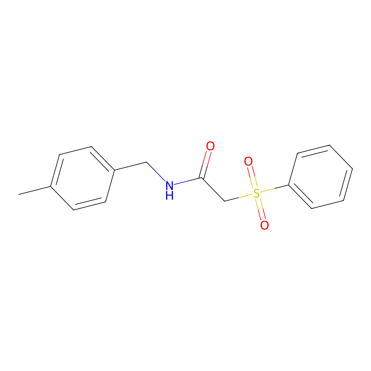 2-(benzenesulfonyl)-N-[(4-methylphenyl)methyl]acetamide molecular structure, CAS 839682-32-5