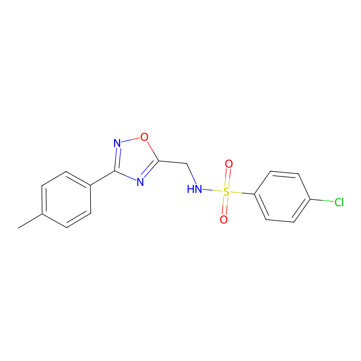 4-chloro-N-[[3-(4-methylphenyl)-1,2,4-oxadiazol-5-yl]methyl]benzenesulfonamide molecular structure, CAS 839682-33-6